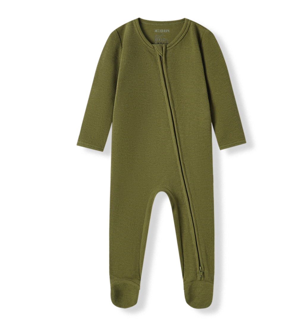 Waffle Zipper Footed Romper