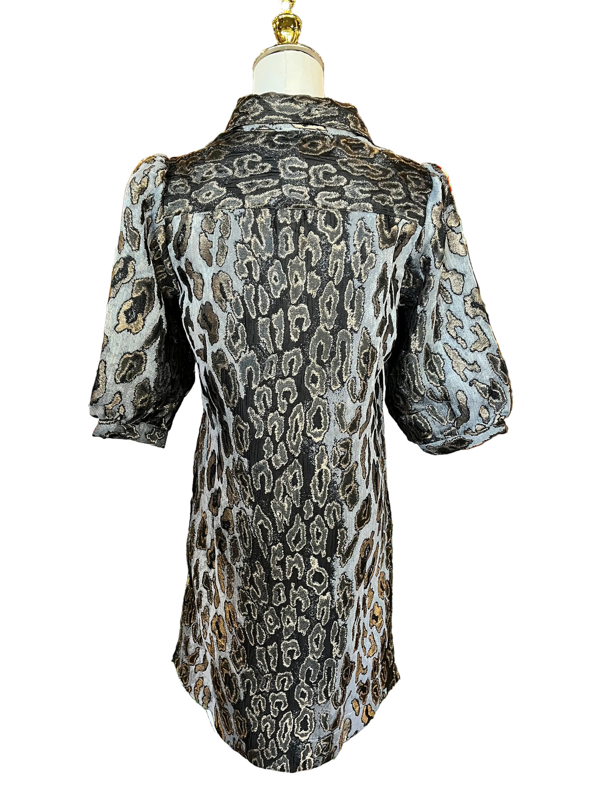 Metallic Animal Print Shirt Dress
