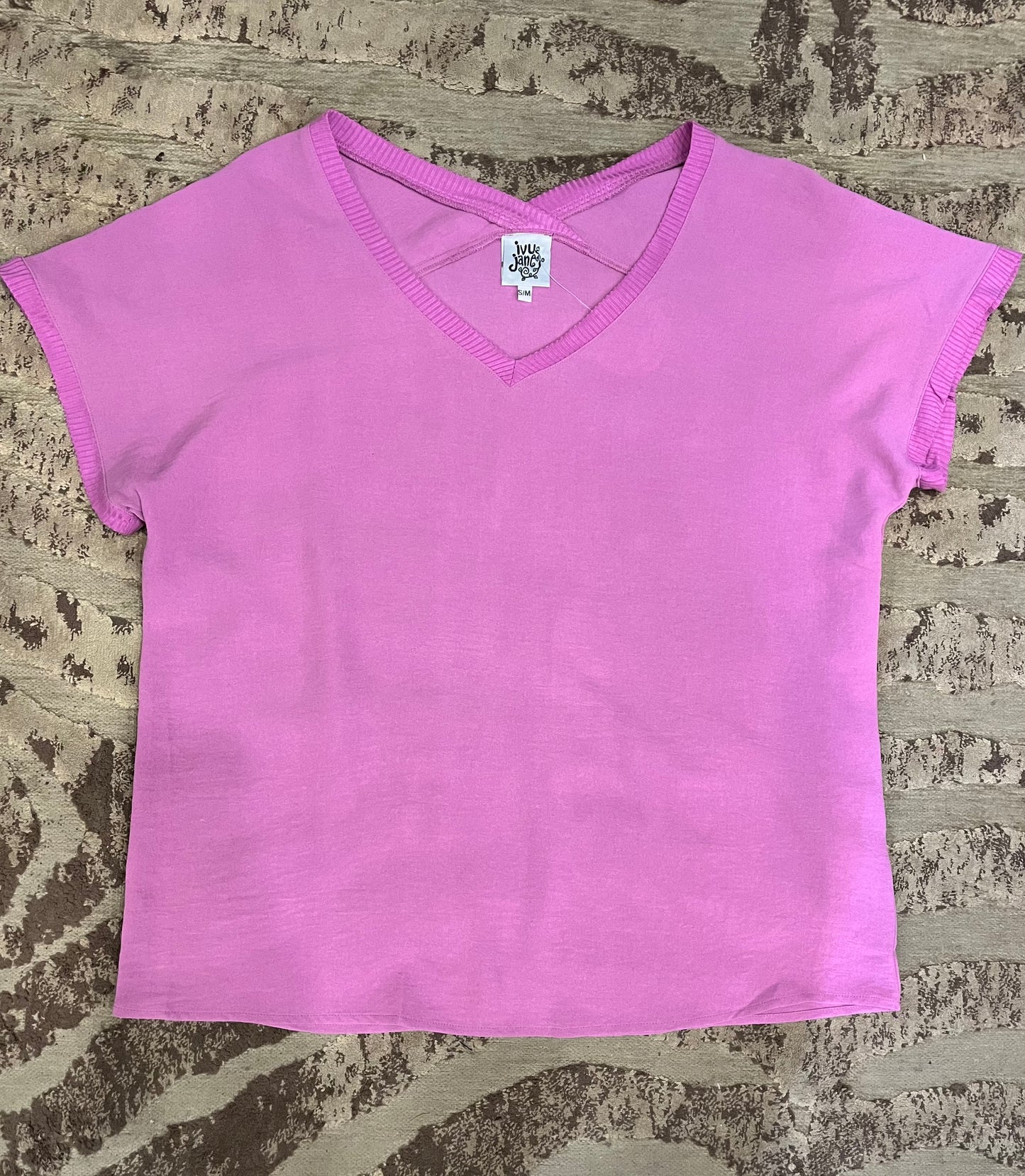 V Neck Rib Trim Top