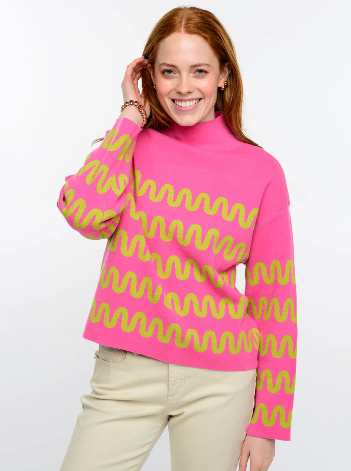 Squiggle Sweater-Hot Pink