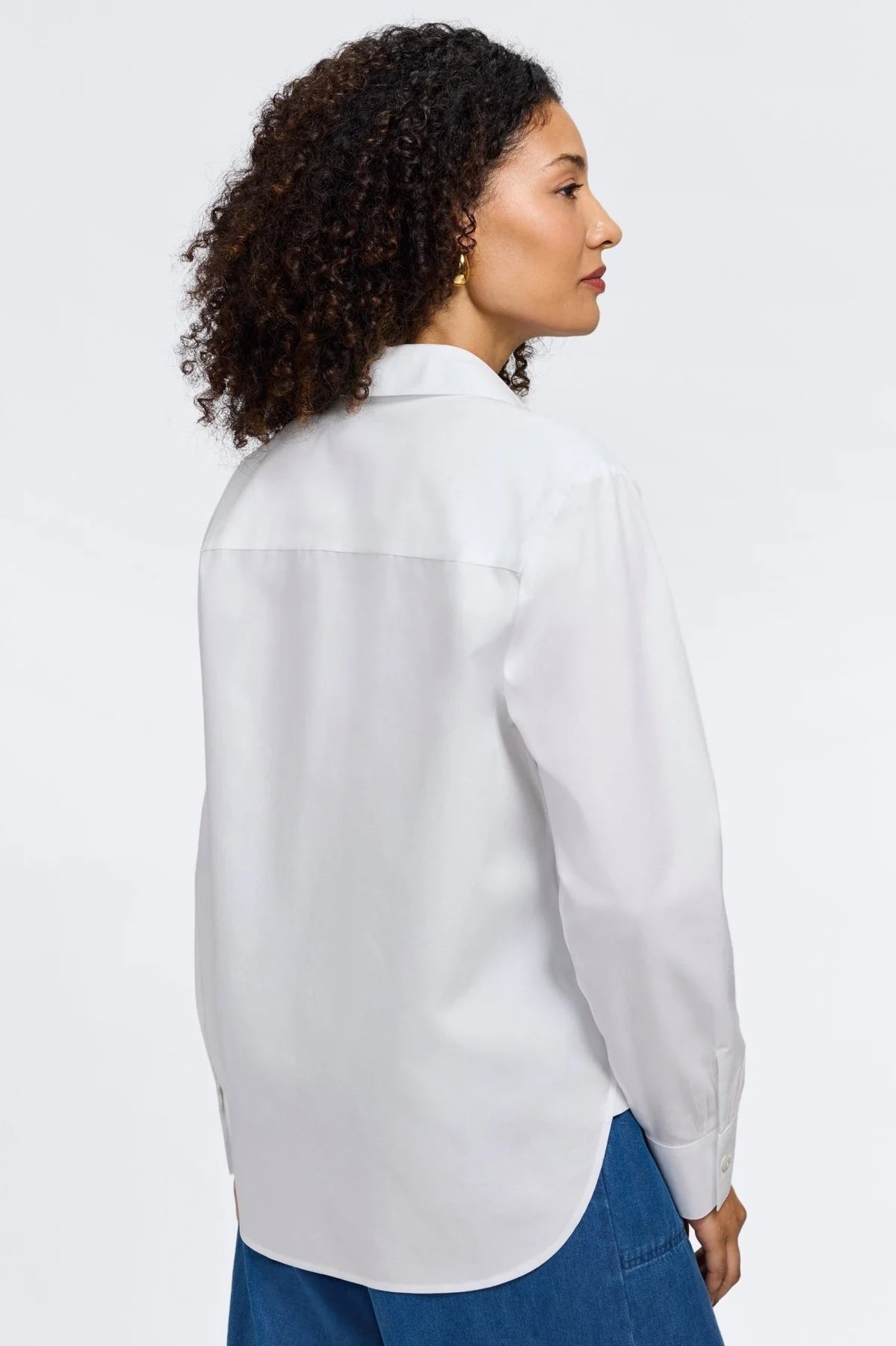 Meghan No-Iron Pinpoint Long Sleeve Top-White