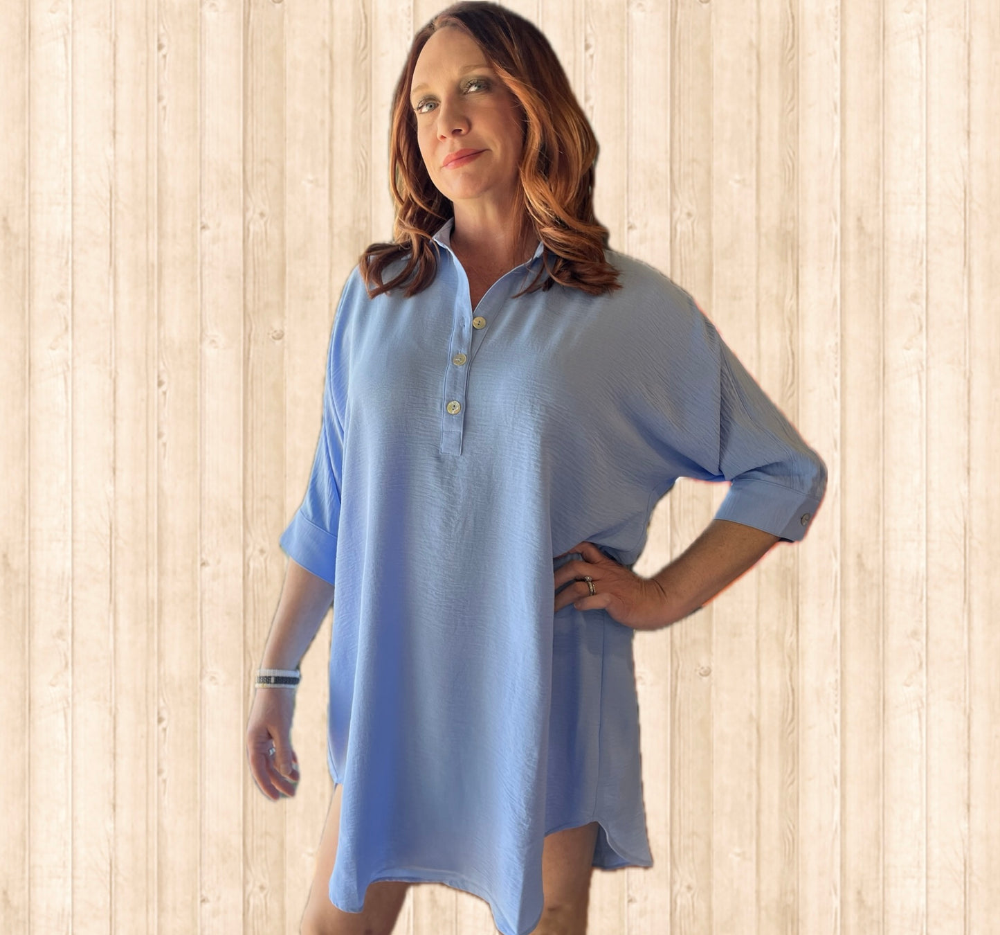 Collared Dolman Dress - Chambray