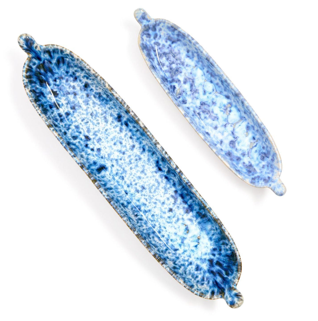 Set of Two Reactive Glaze Tidbit Servers