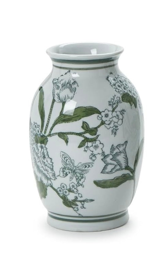Primrose and Lotus Chinoiserie Vase 8.5”