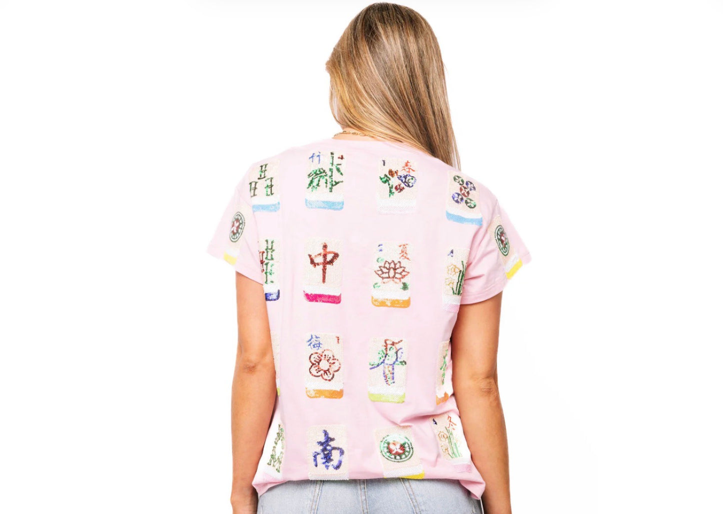 Scattered Mahjong Tee-Pink