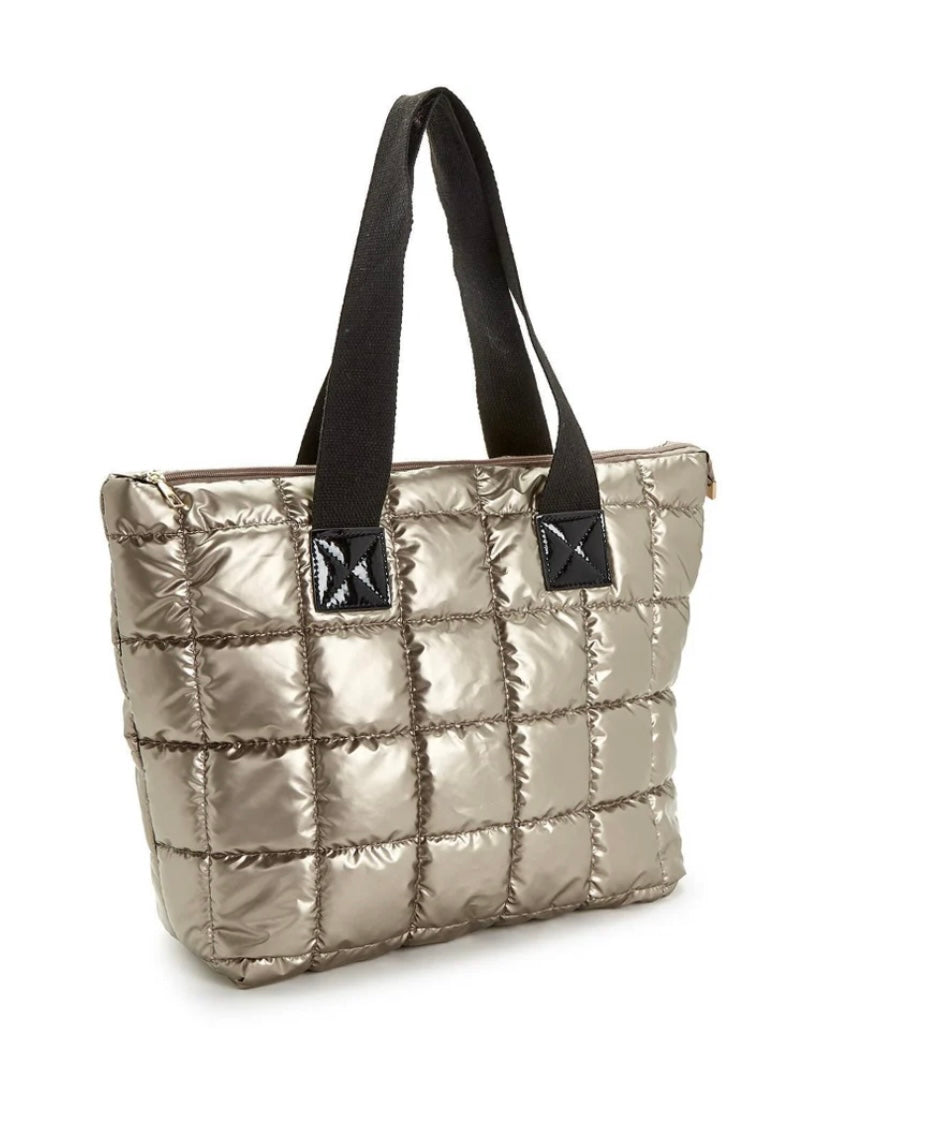 Puffer Nylon Tote with Zipper