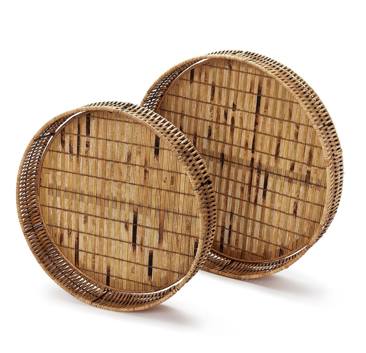 Round Bamboo Tray Set of Two