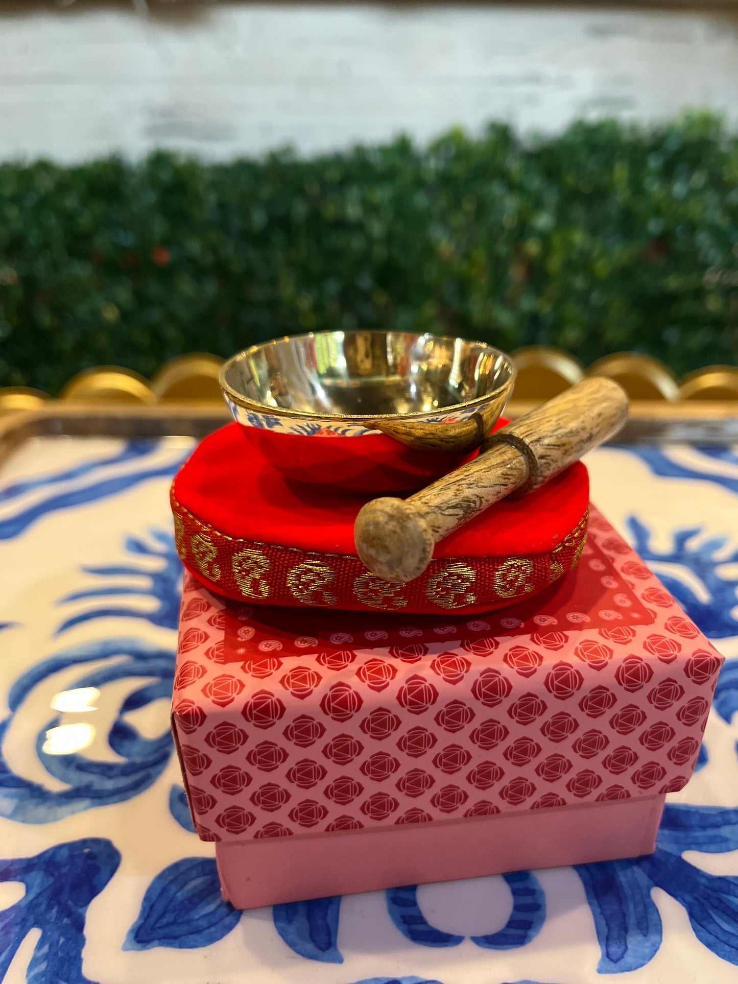Meditation Bowl with Wood Mallet & Pillow