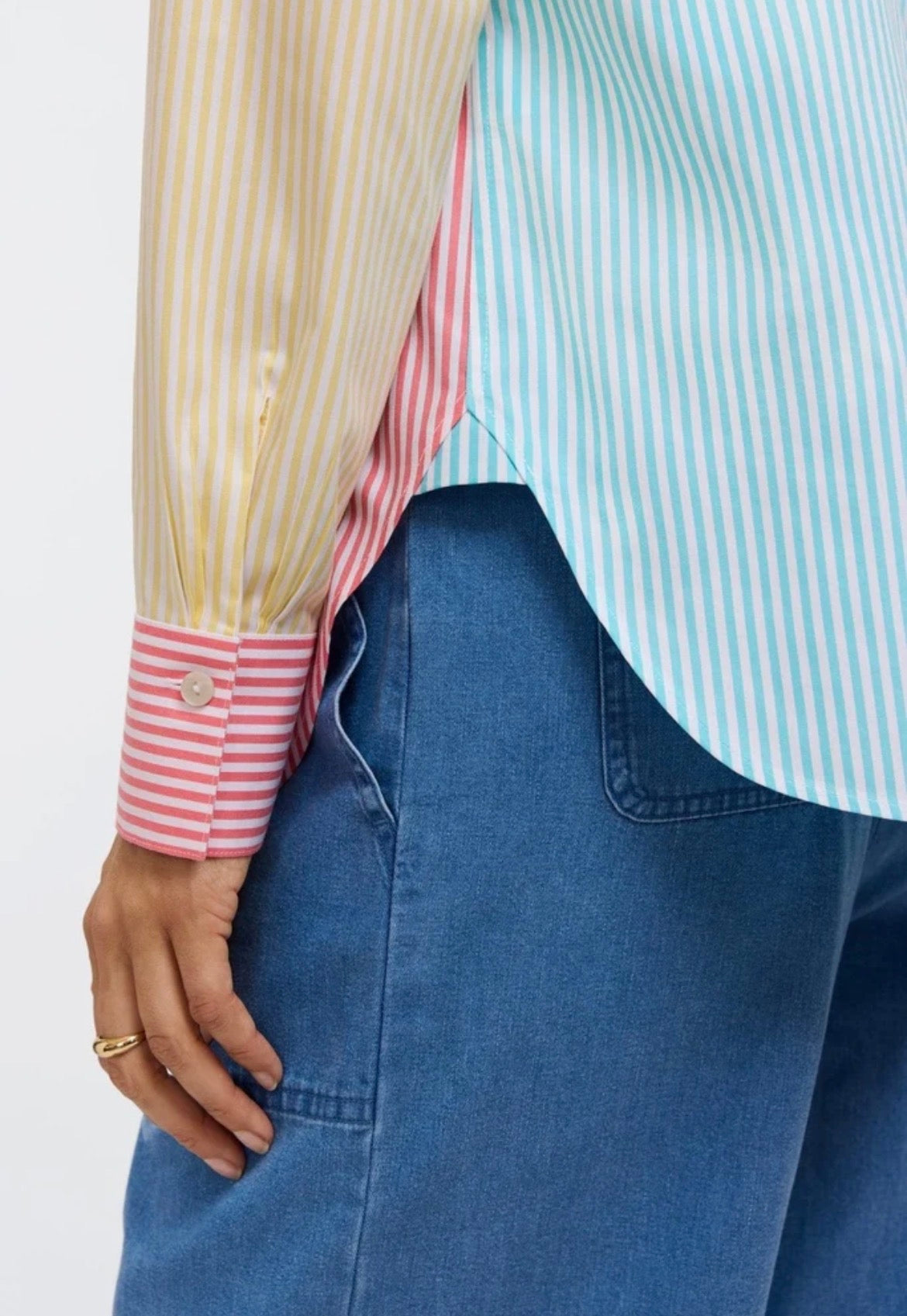 Meghan No Iron Pinpoint Stripes Long Sleeve Shirt- Mixed Stripes