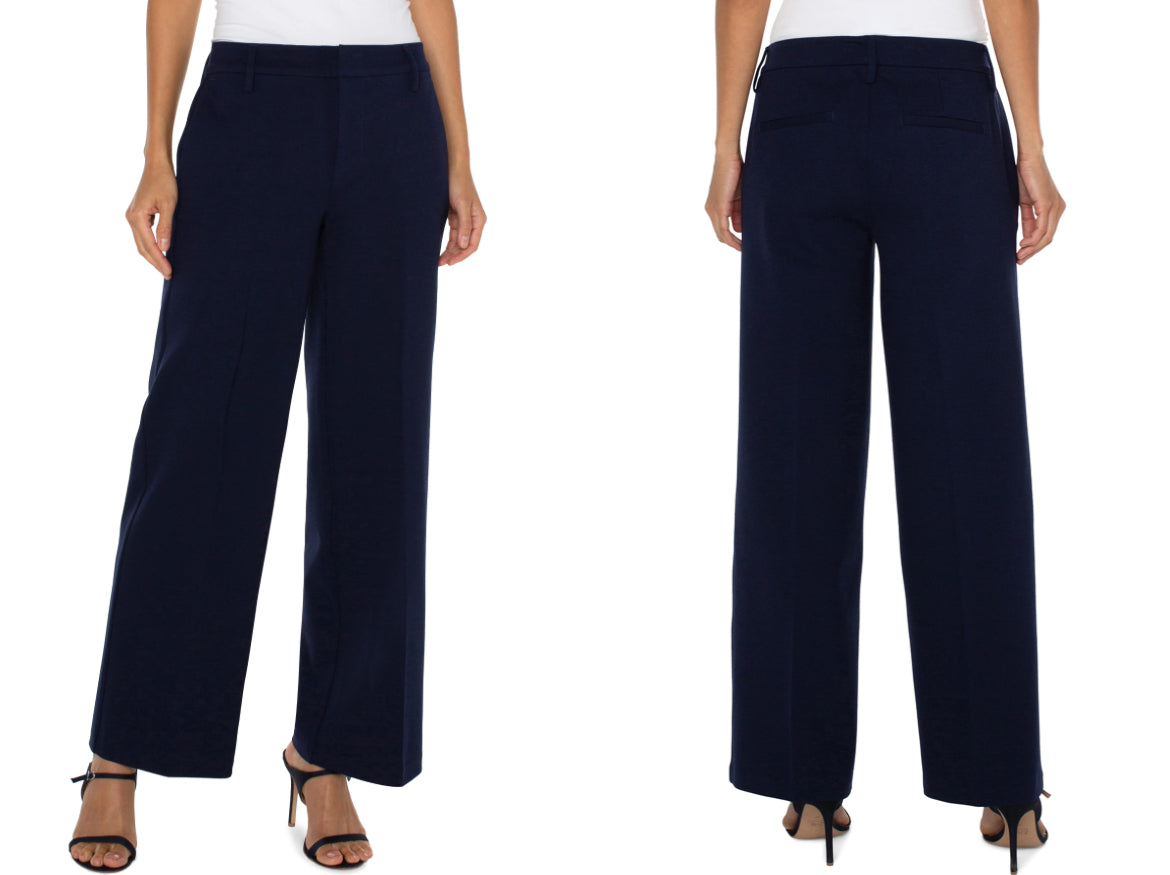 Wide Leg Pull on Trouser-Cadet Blue