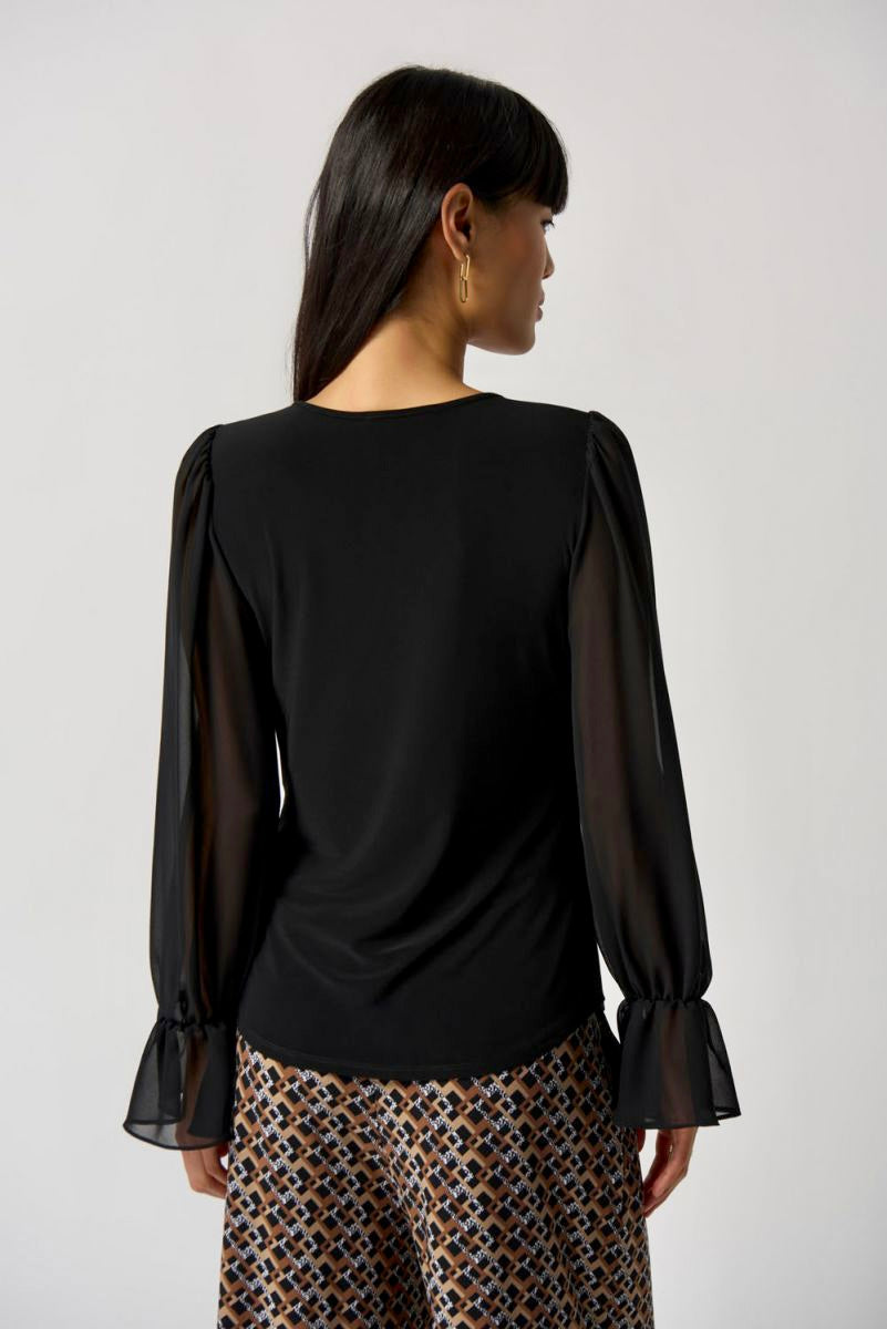 Ruffle Sleeve Top - Black