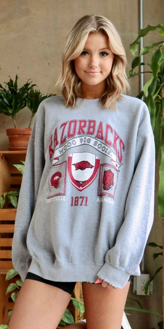 Arkansas Prep Patch Sweatshirt - Gray