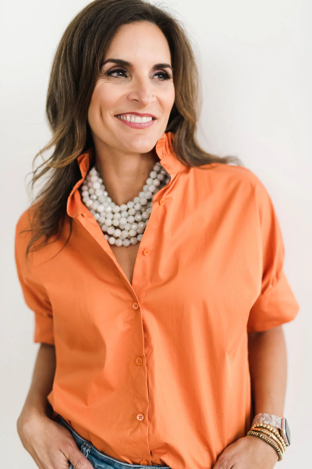 Short Sleeve Ruffle Shirt