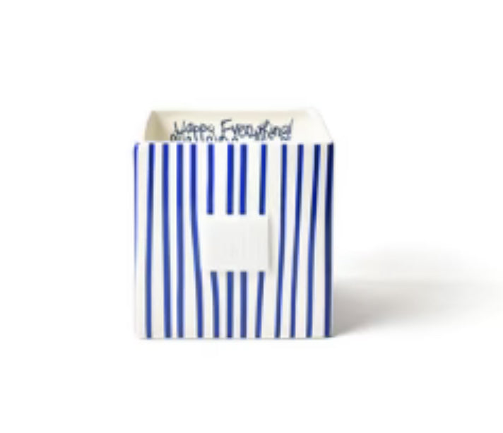 Happy Everything Indigo Skinny Stripe Medium Mini Nesting Cube (In store only-no shipping!)