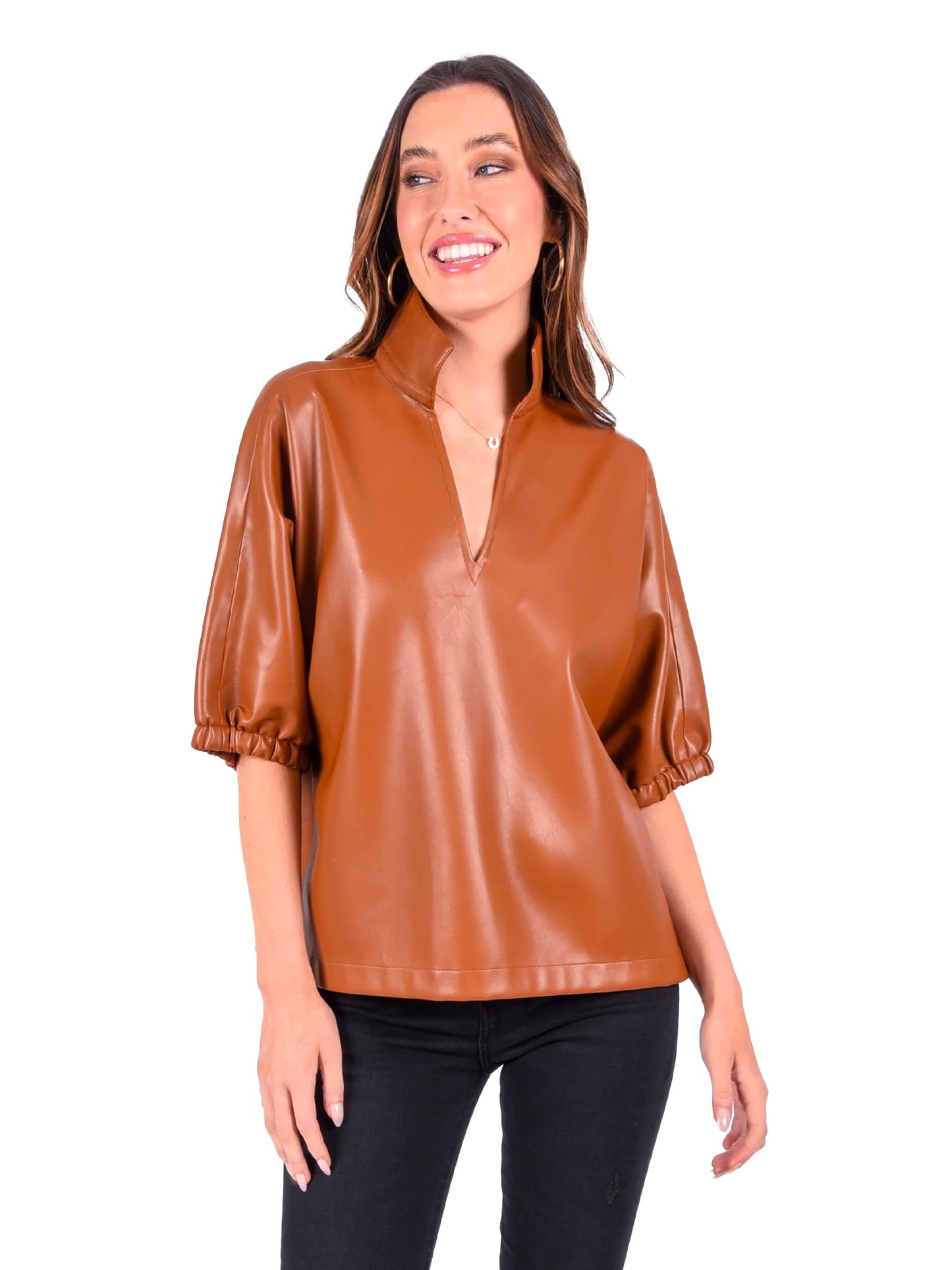 Poppy Top - Luggage Vegan Leather