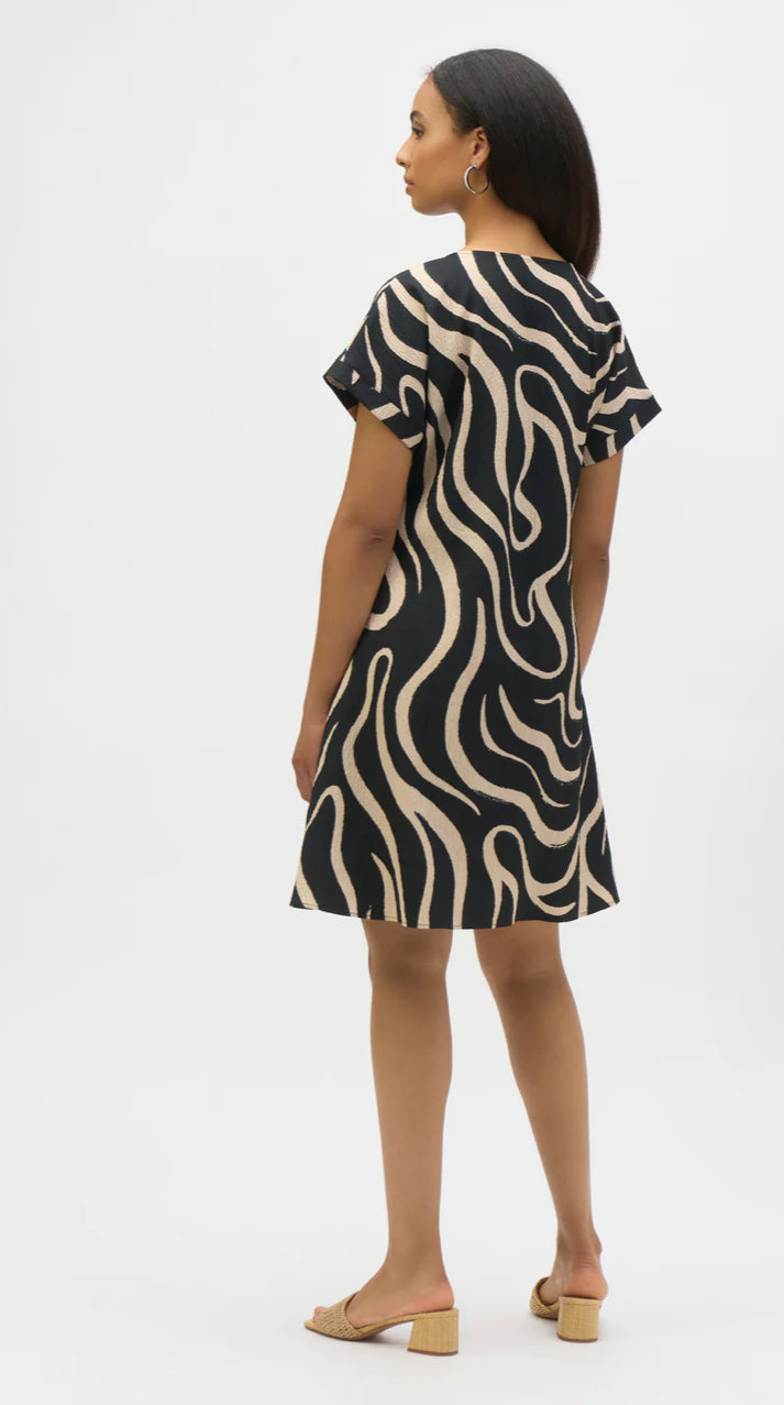 Joseph Ribkoff Parchment/Seersucker A-Line Dress