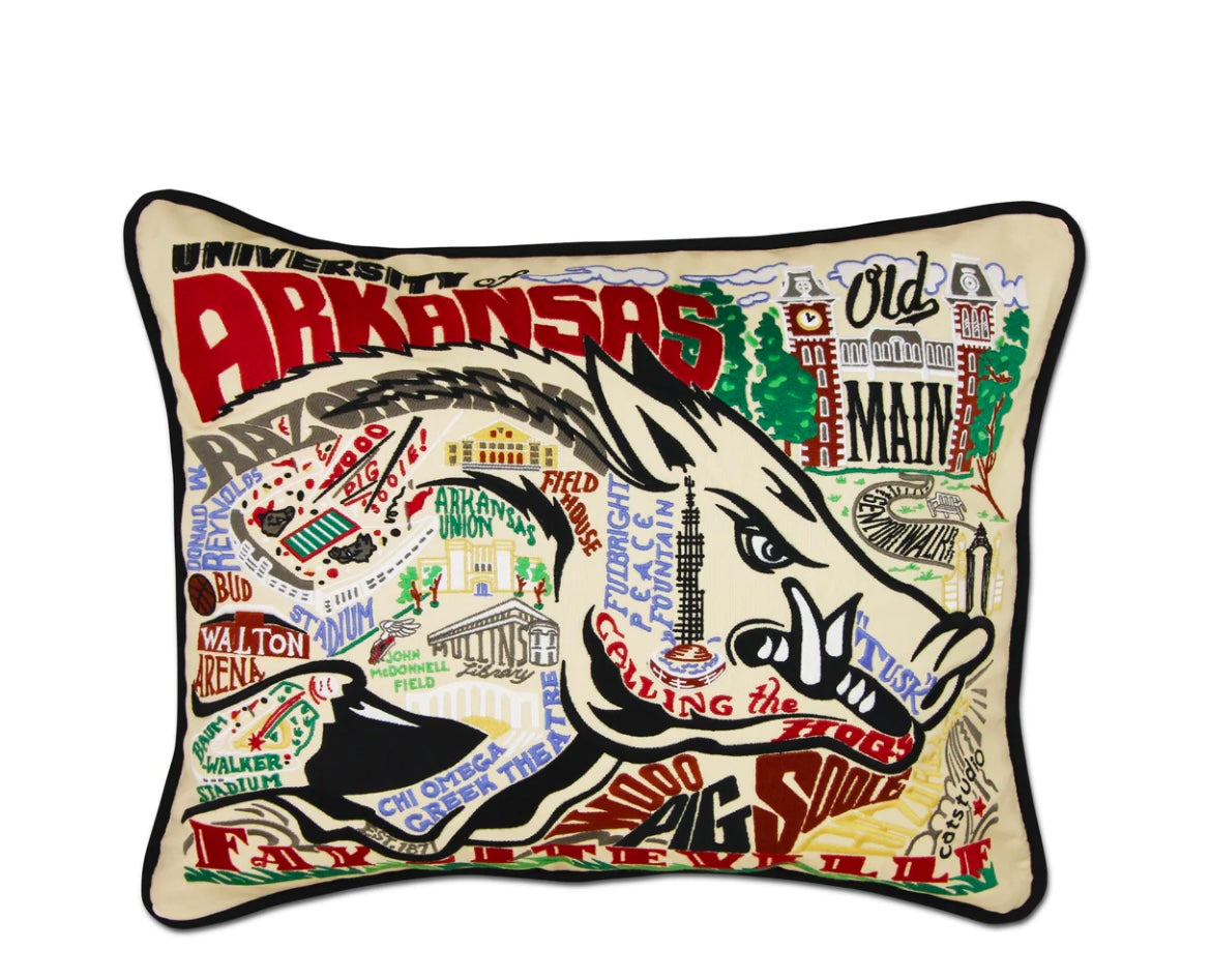 Arkansas, University of Collegiate Embroidered Pillow