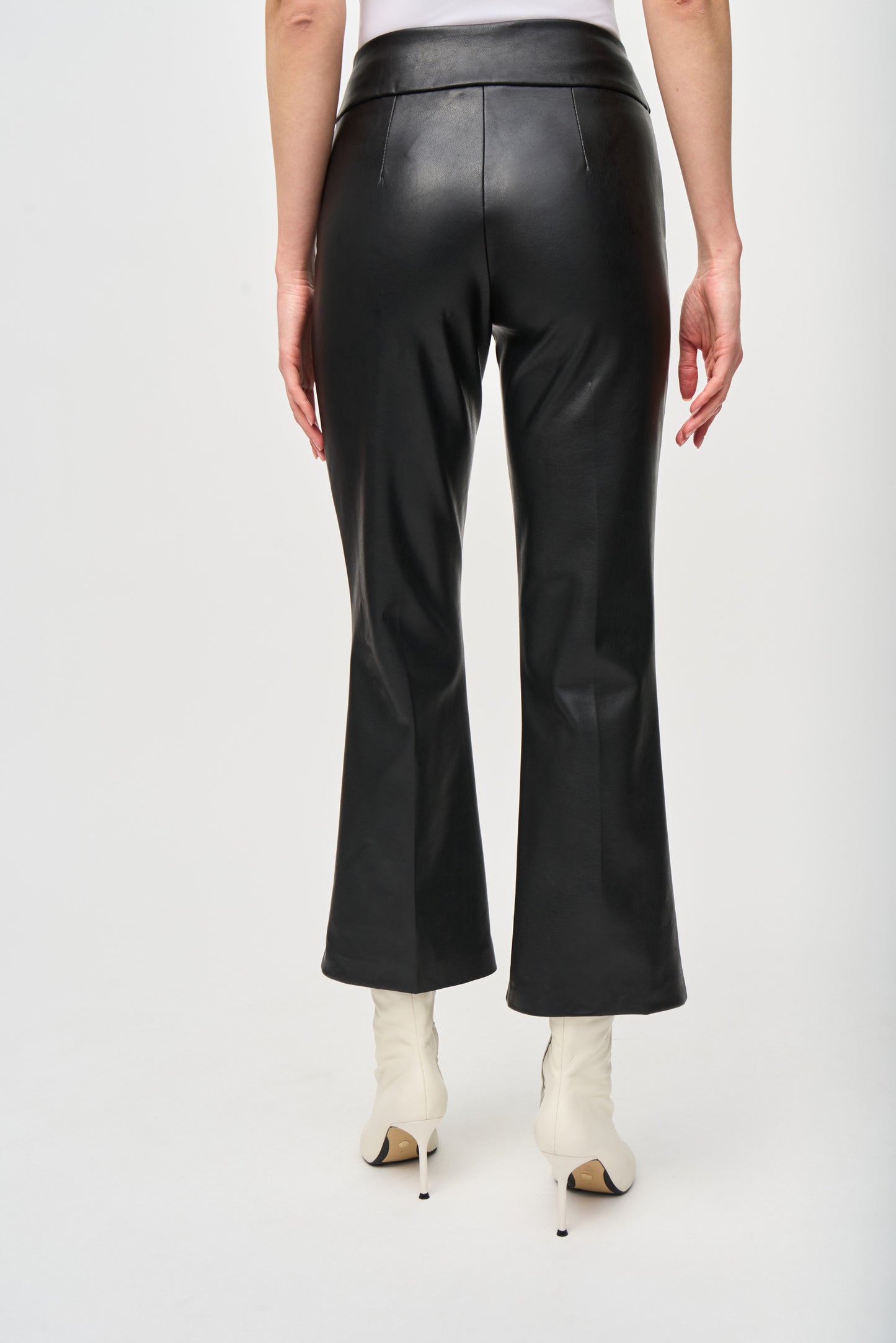 Leatherette Flared Pull-On Pants - Black