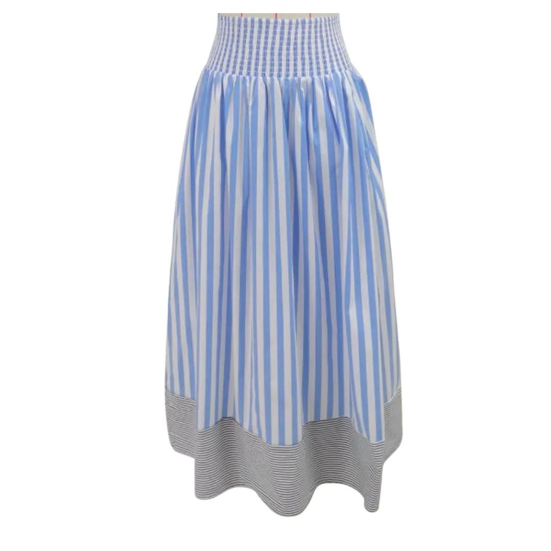 Sutton Stripe Skirt-Blue/Black