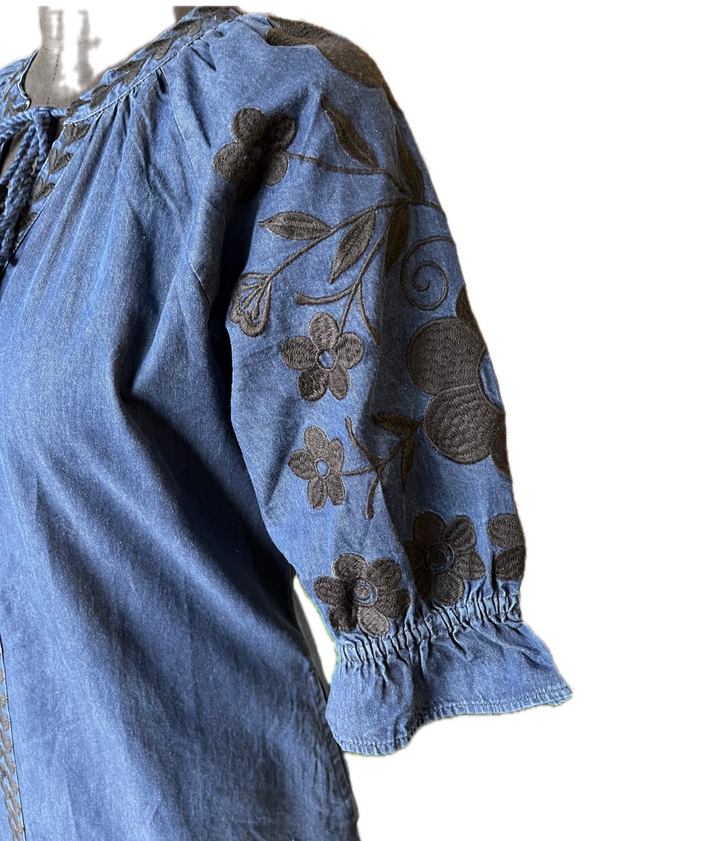 Vati Embroidered Dress-Denim