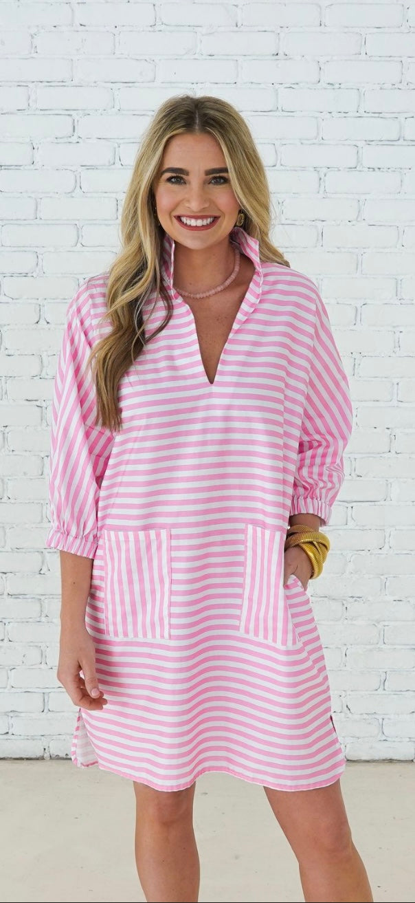 Betsy Dress-Pink Stripe