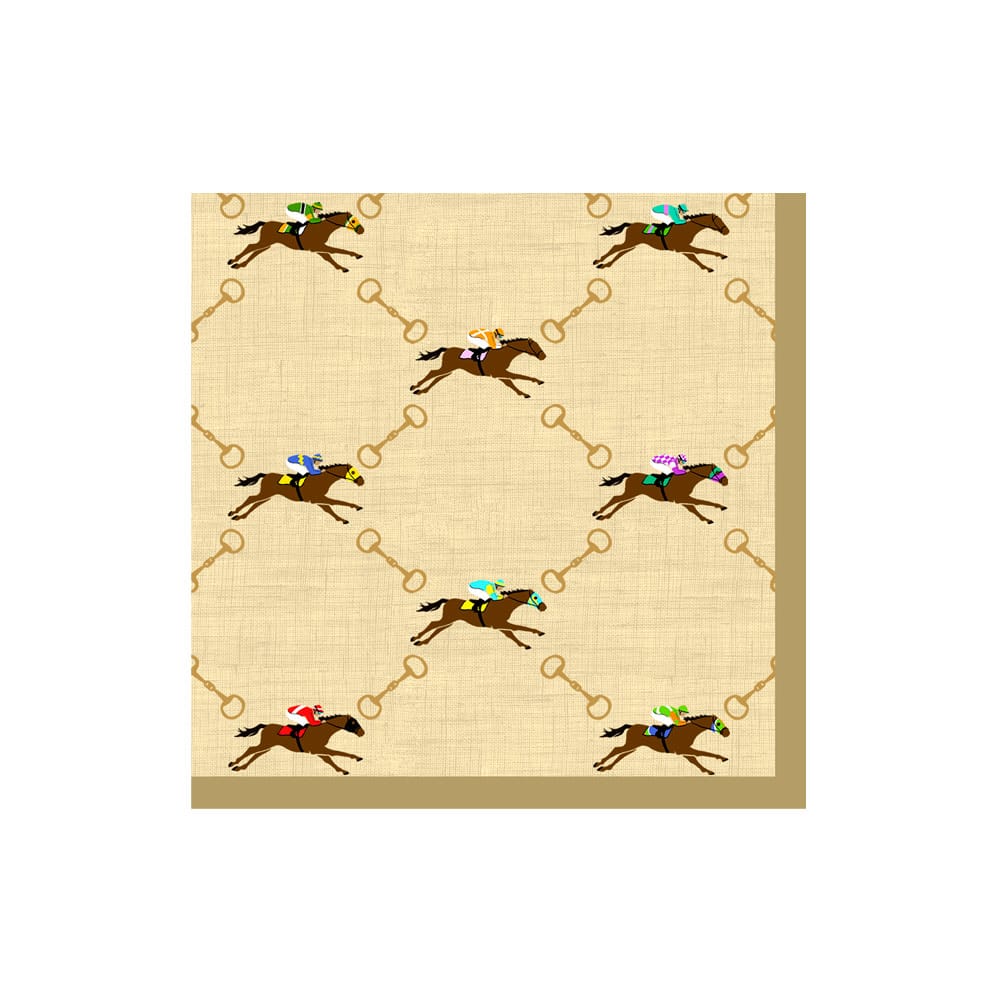 And They're Off Linen Cocktail Napkin