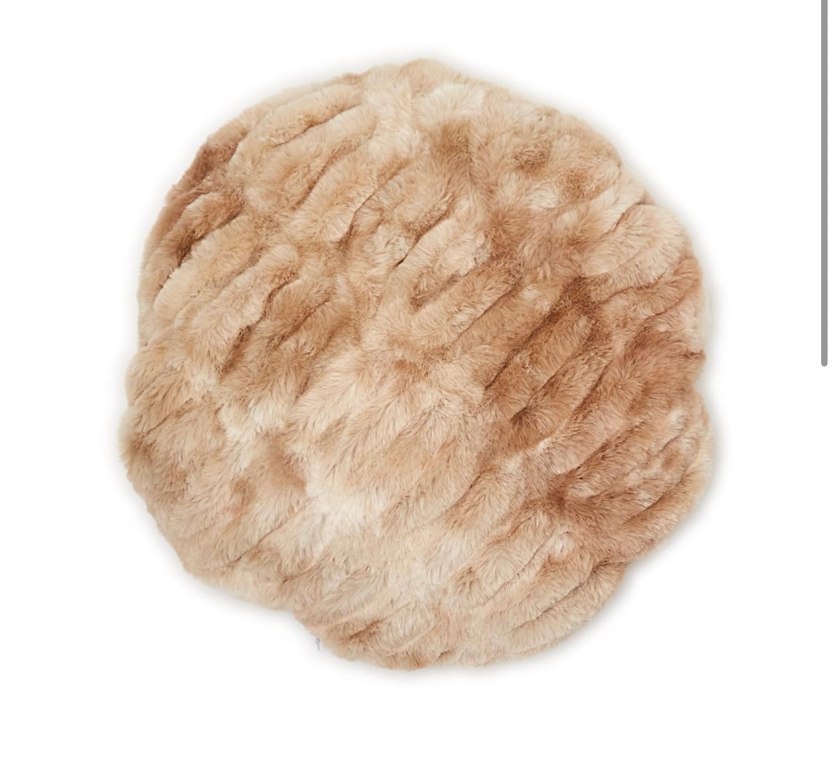 Marbled Faux Fur Round Pillow