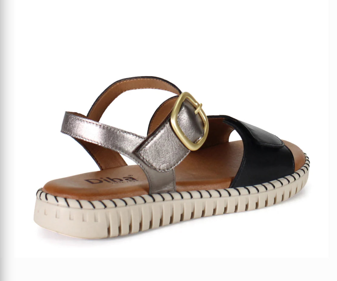 Chaufer Sandal-Black/Silver