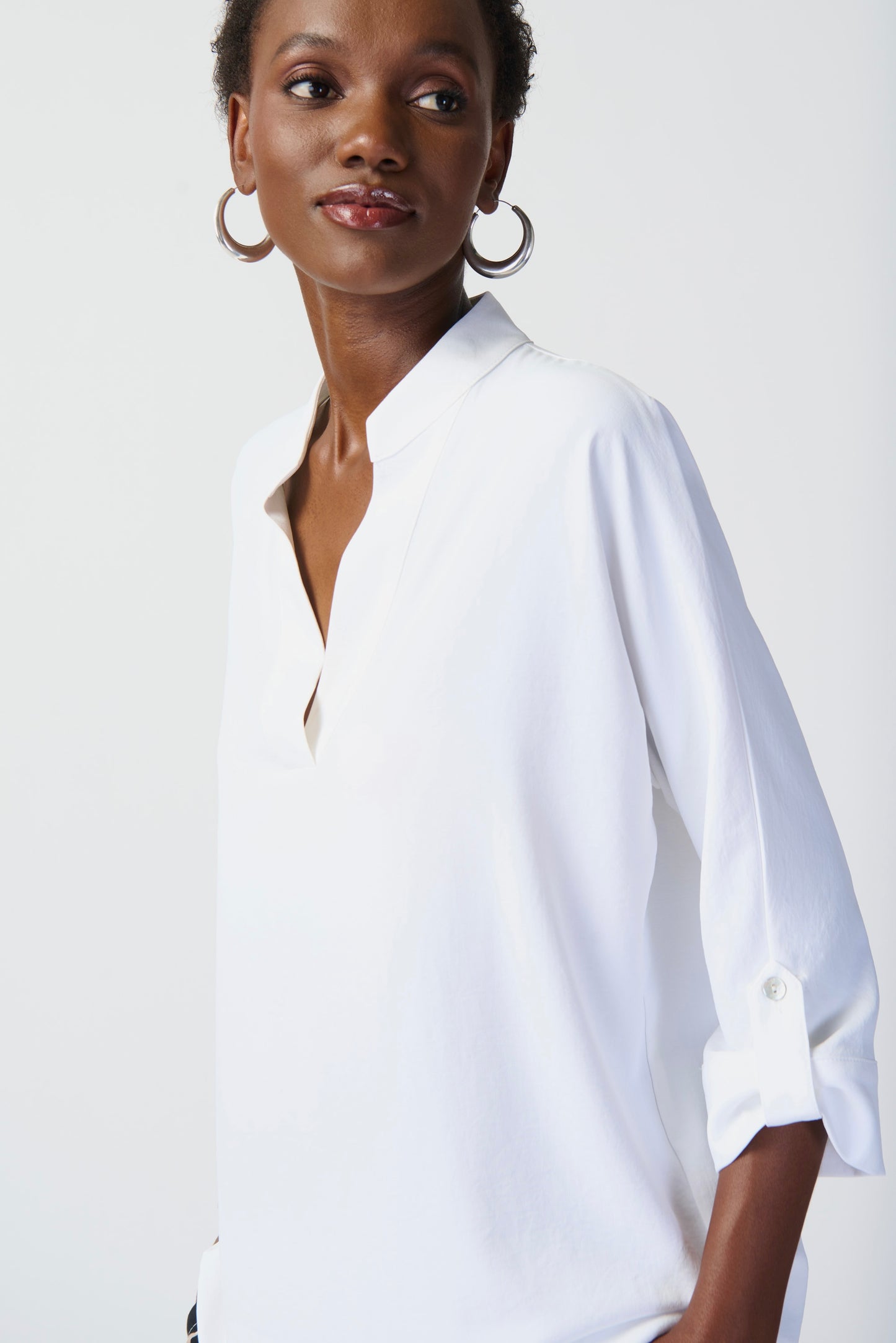 Woven Boxy Top with Dolman Sleeves - Vanilla