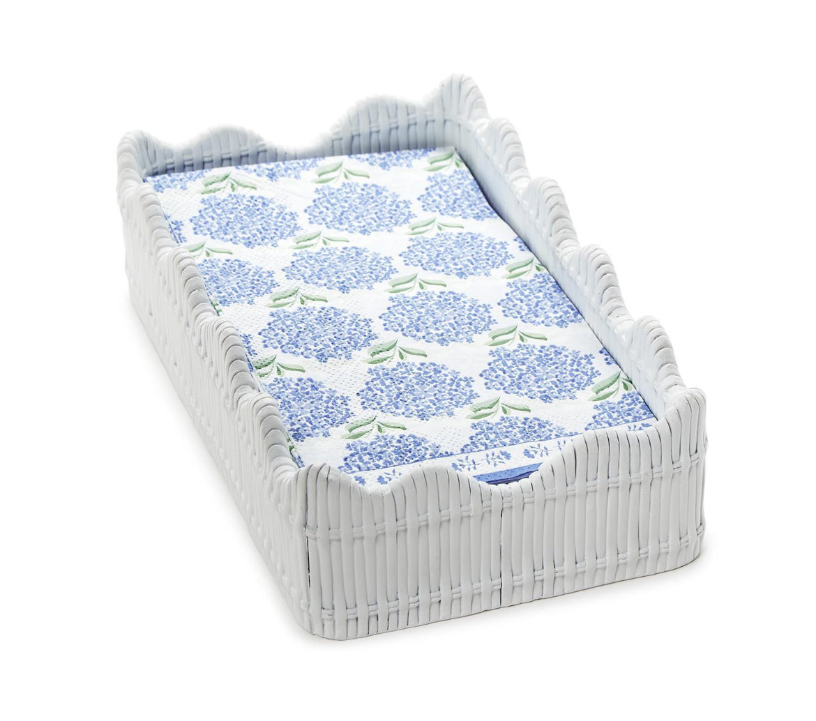 White Scalloped Edge Guest Napkin/Towel/Utensil Holder