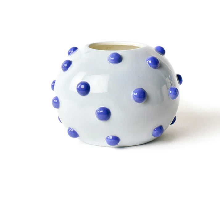 Large Round Vase with Decorative Knobs-Iris Blue