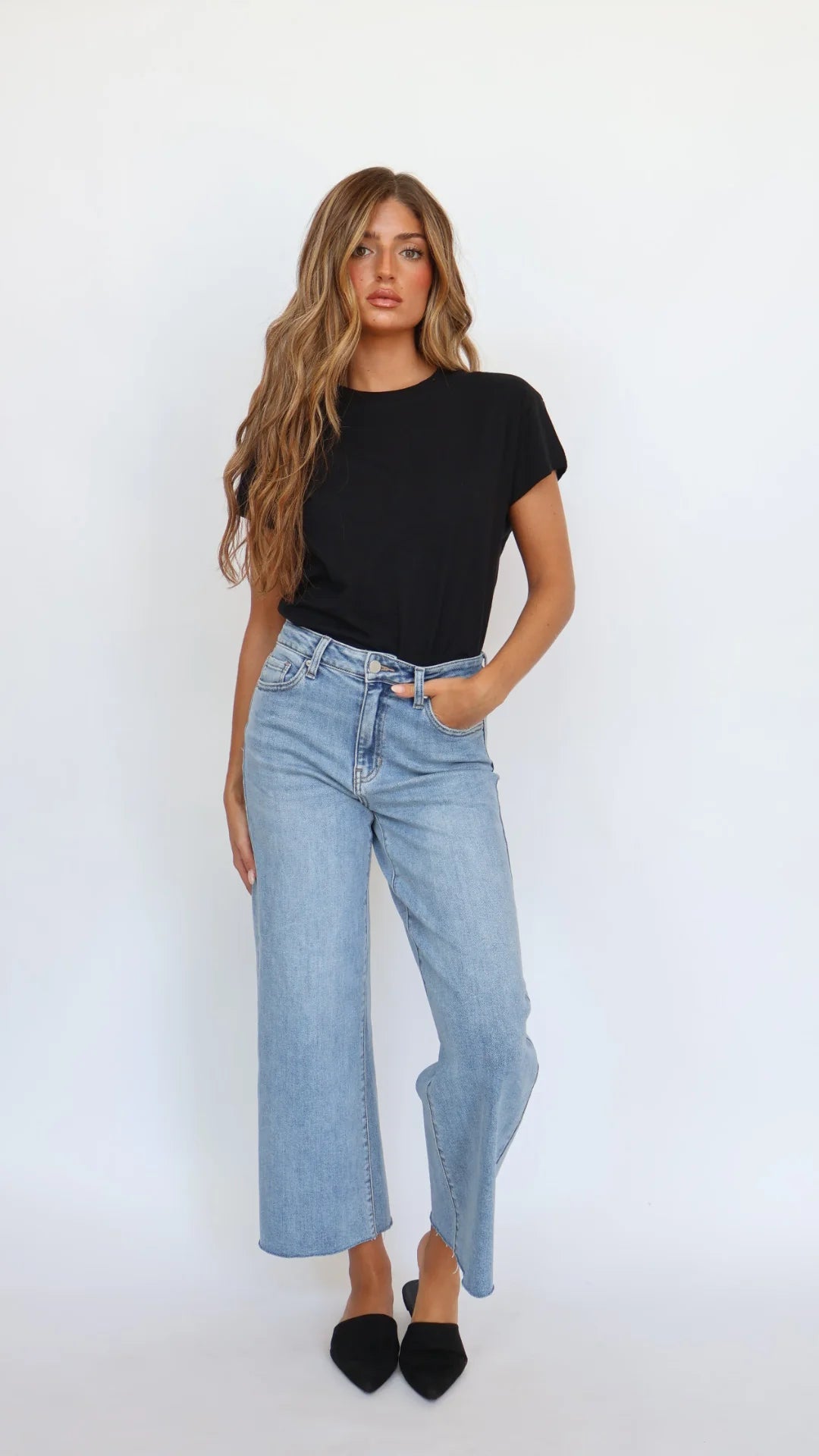 Slim Wide Leg Jean-Dark Denim