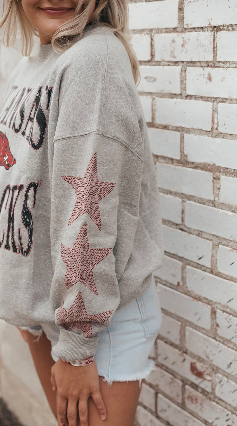 ARKANSAS WYNN STAR SLEEVE Oversized FLEECE CREW Sweatshirt
