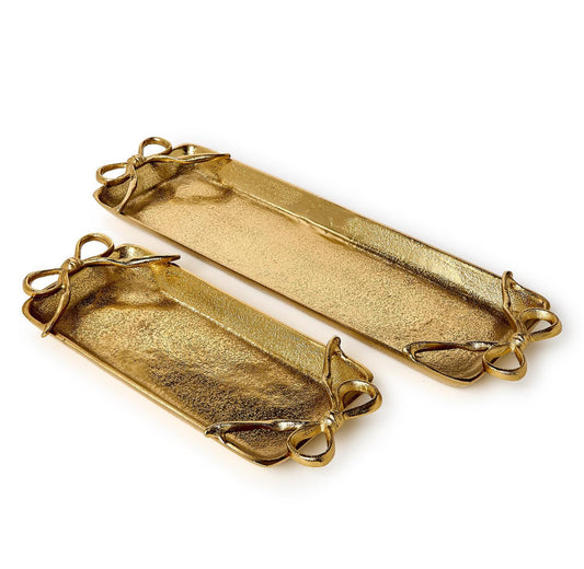 Gold Bows Serving Tray-Set of 2