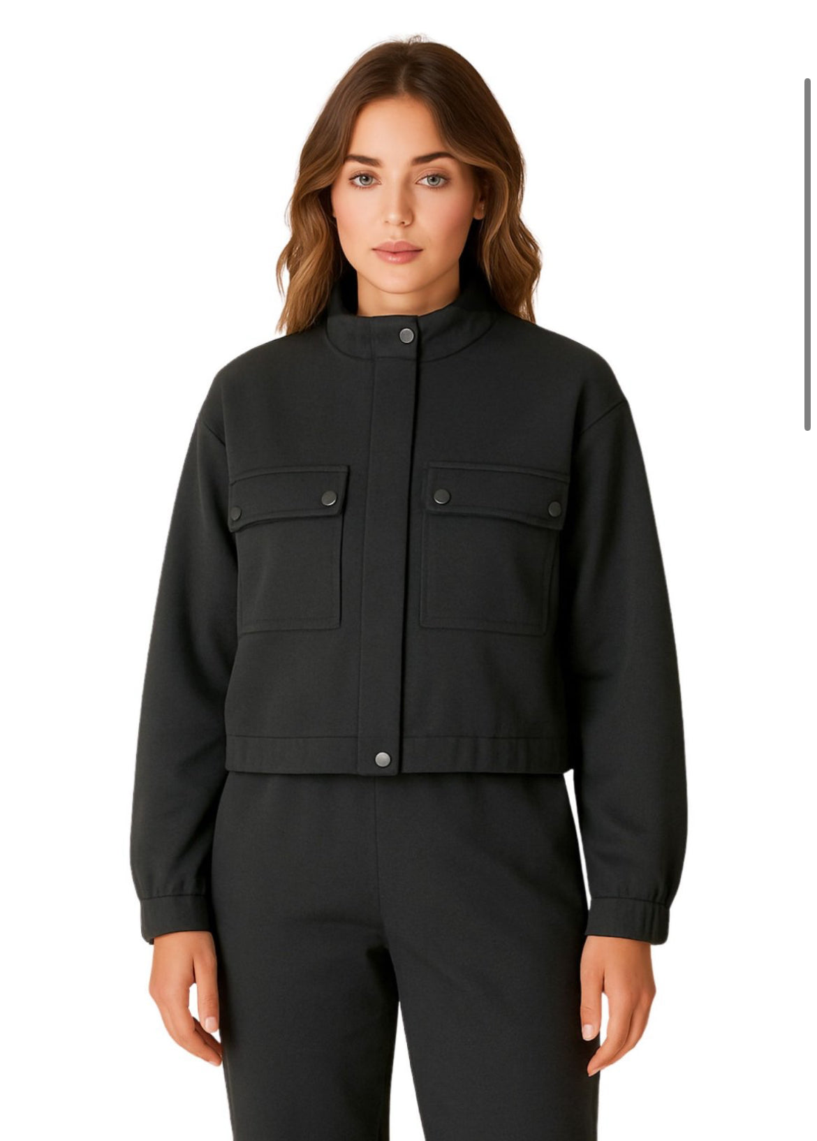 Yoni Front Crop Jacket-Black