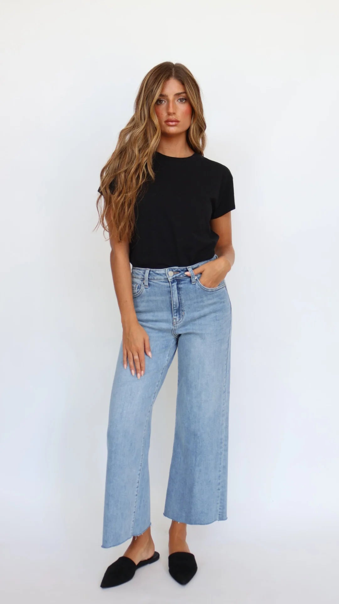 Slim Wide Leg Jean-Dark Denim