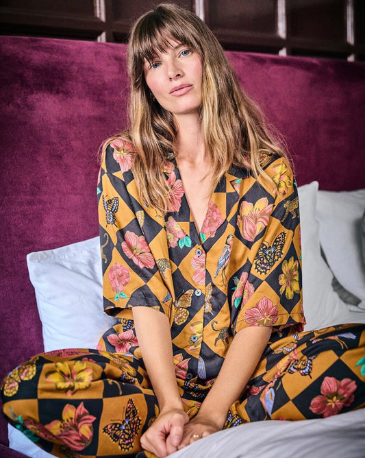 Printfresh Satin Wildest Dreams Set-Botanical Checkerboard