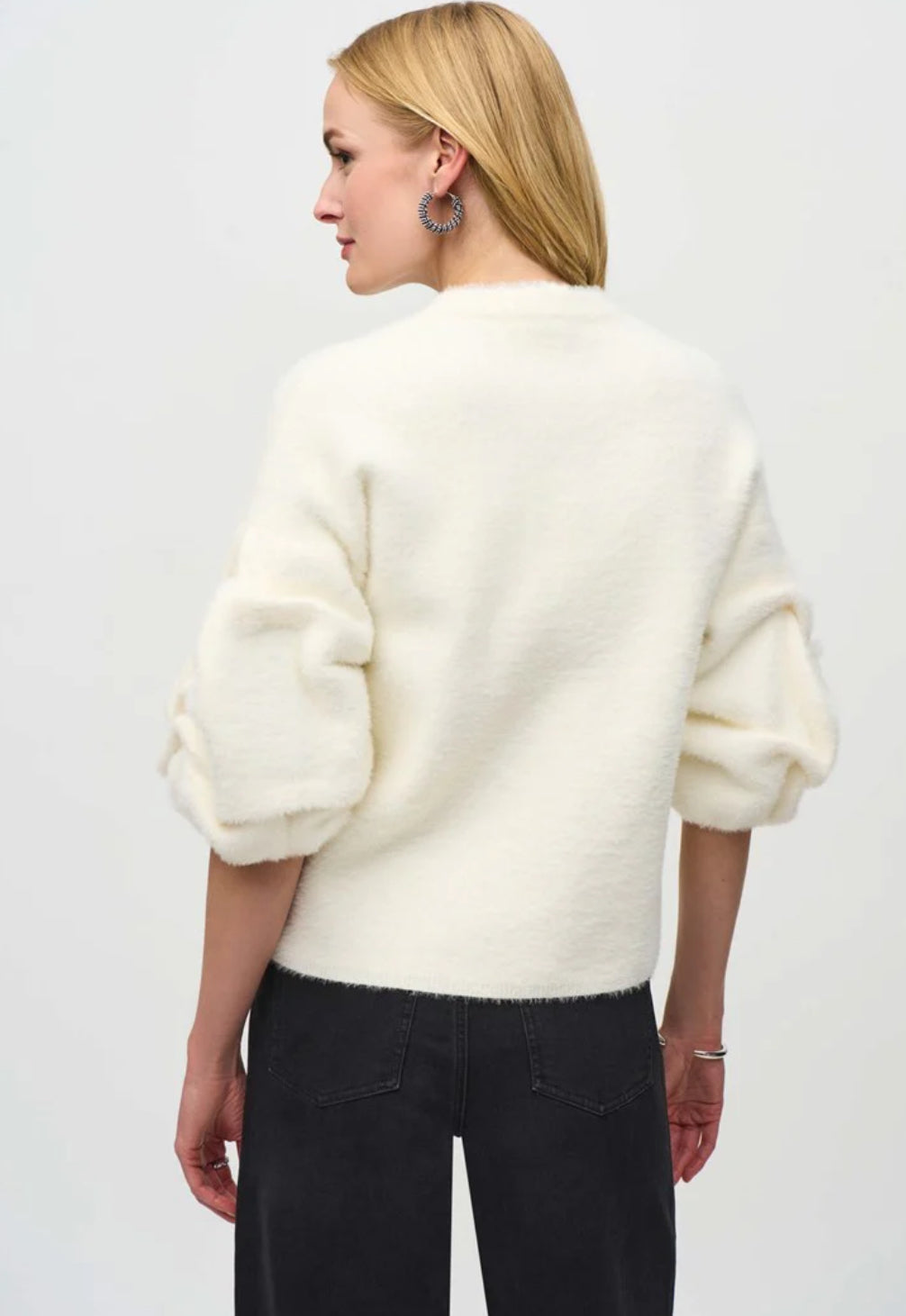 Joseph Ribkoff Sweater Knit Puff Sleeve Jacket