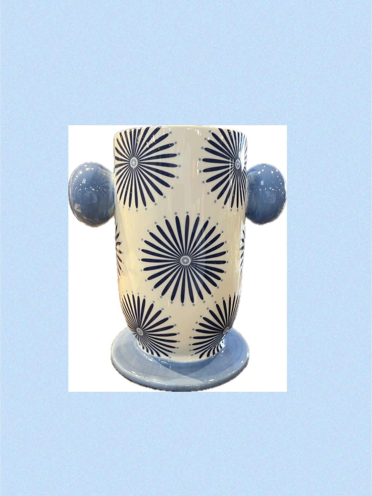 Large Cylinder Vase with Knob Handles