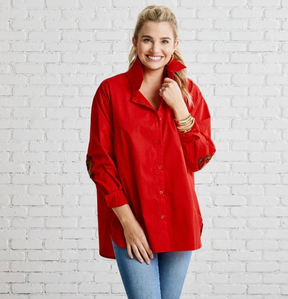 Caryn Lawn Preppy Game Day Top-Red
