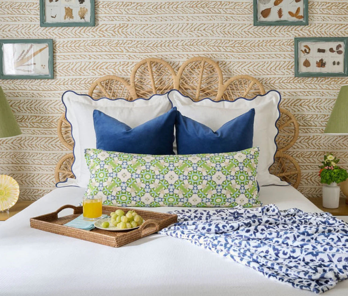 Laura Park Porto Tiles Navy Fleece Blanket