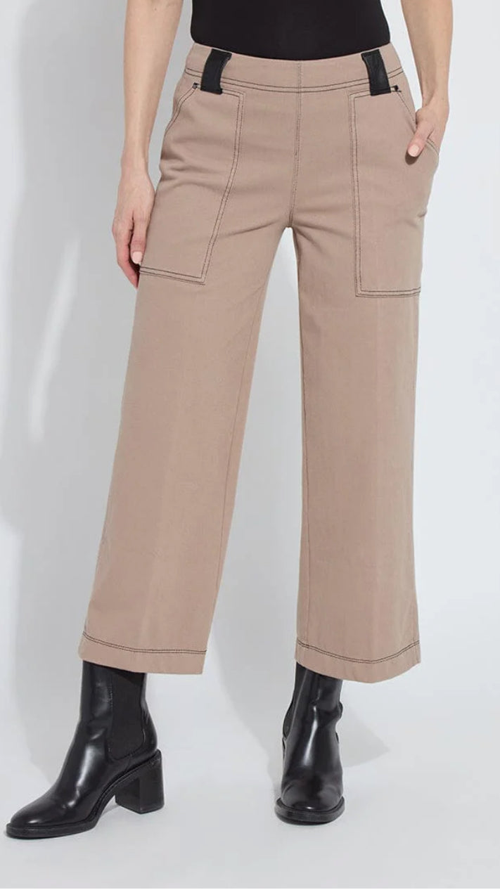 Valerie Wide Leg Crop Denim-Timeless Taupe