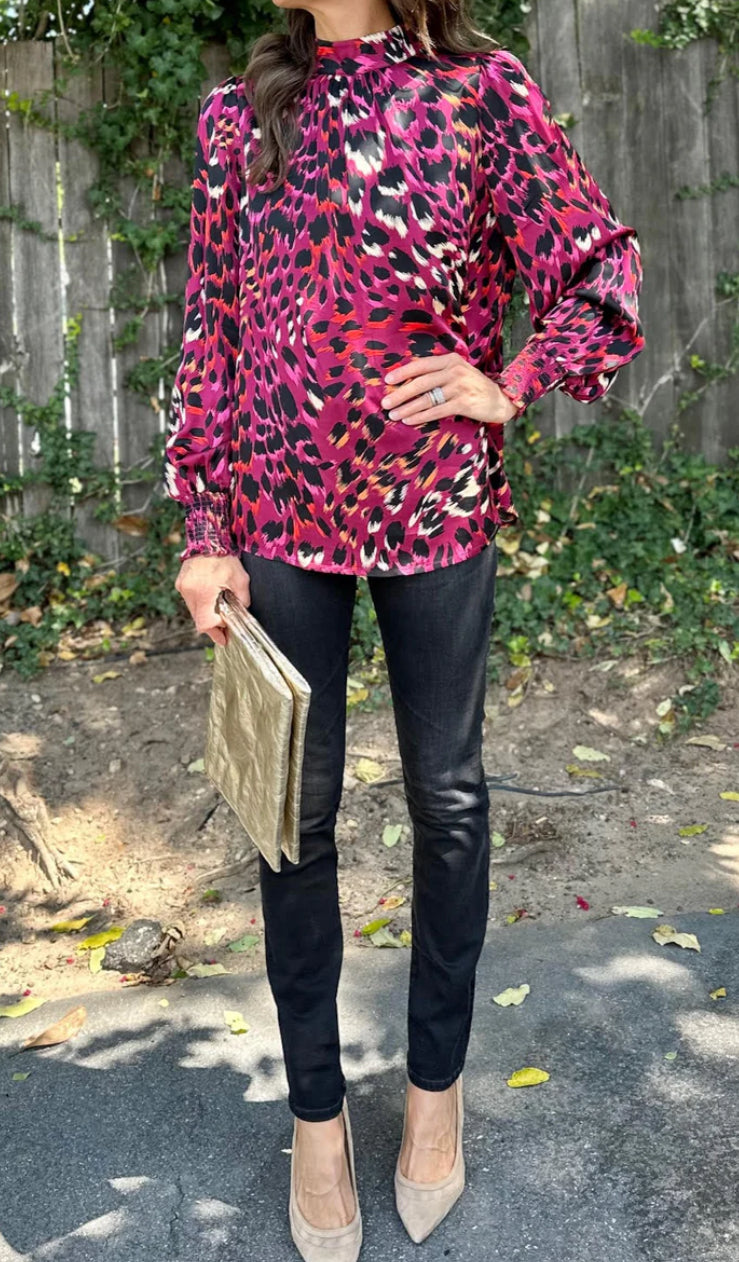 Esqualo Printed Stand up Collar Blouse