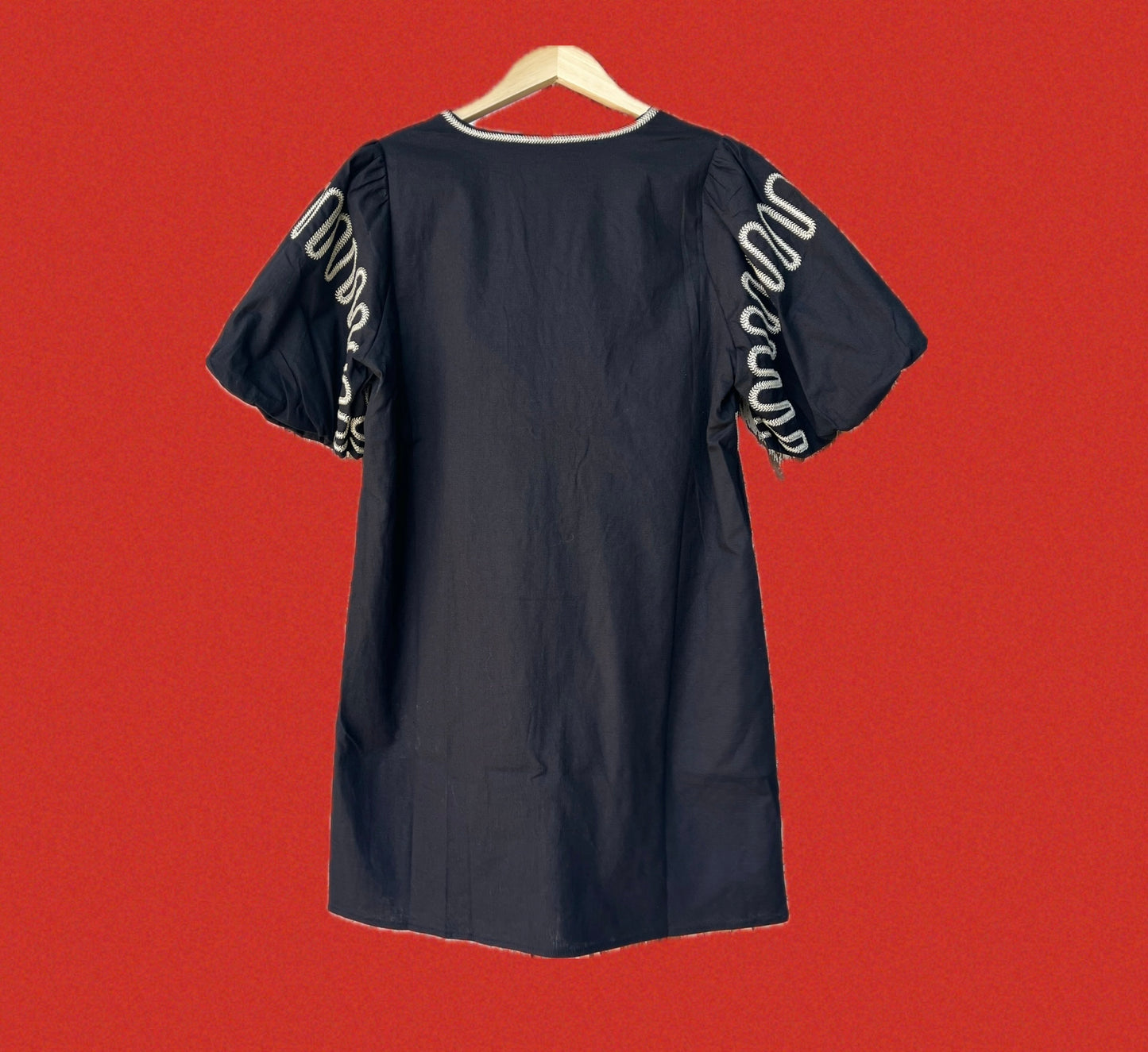 Puff Sleeve Embroidered Dress