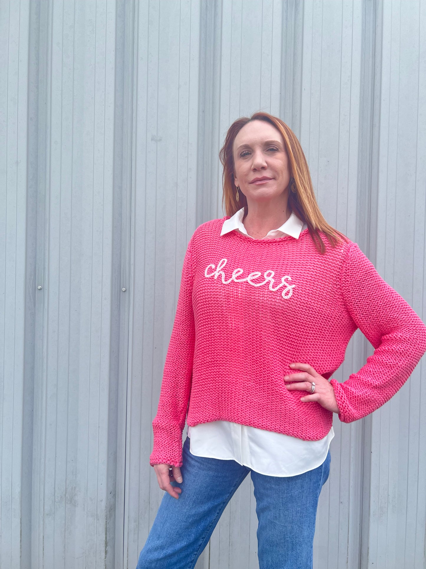 Cheers Sweater-Pink