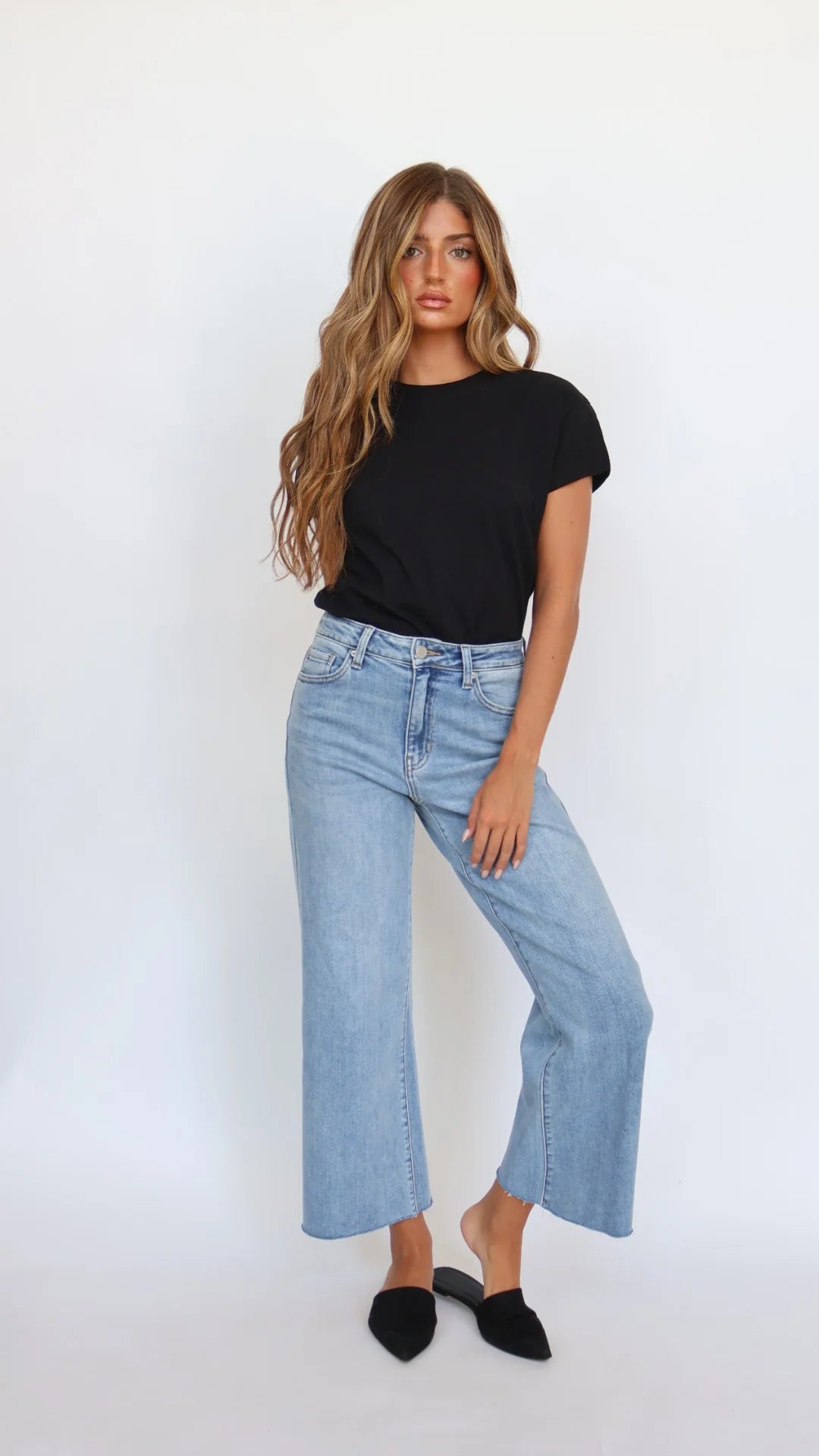 Slim Wide Leg Jean-Dark Denim