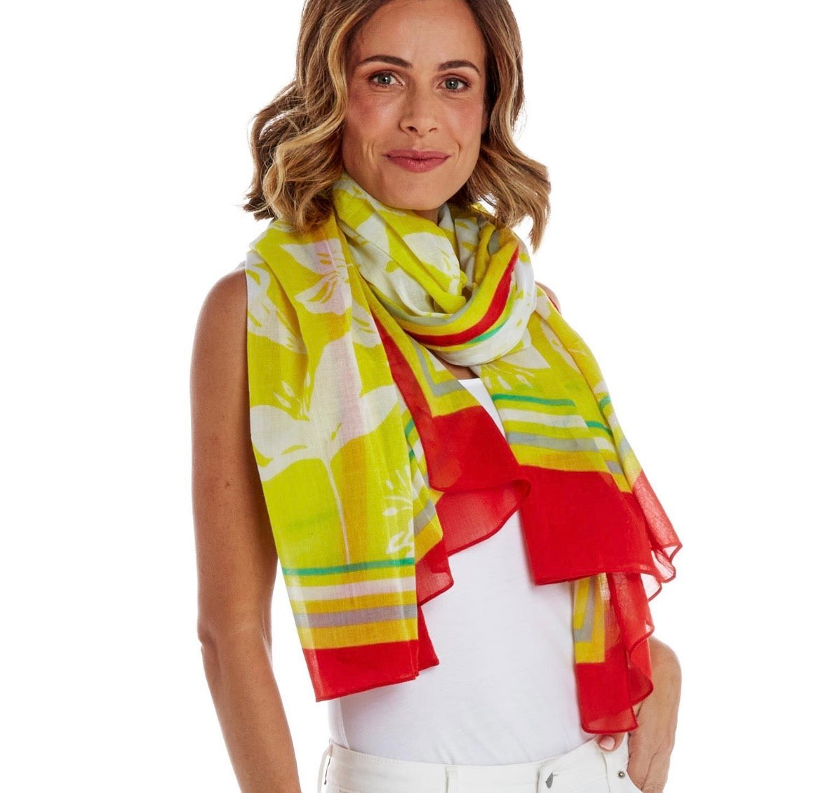 Scarf with Geometric Floral Design