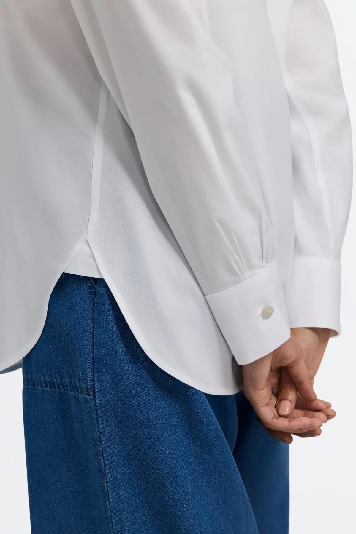 Meghan No-Iron Pinpoint Long Sleeve Top-White