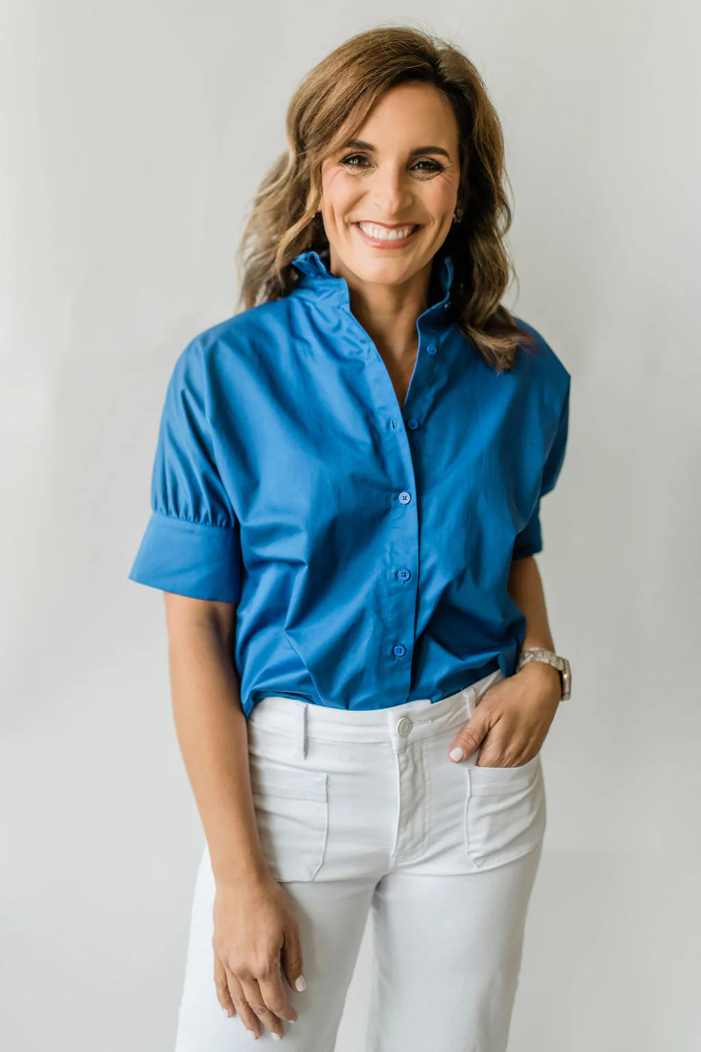 Short Sleeve Ruffle Shirt