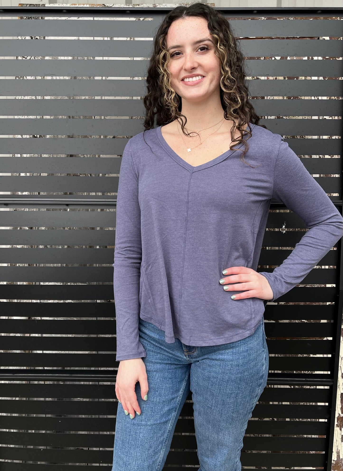 Vail Long Sleeve Tee-Worn Blue